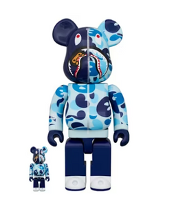 Bearbrick x BAPE Baby Milo(R) Camo Shark 100% & 400% Set Blue