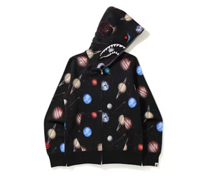 Sweat à capuche zippé BAPE Galaxy Shark Noir