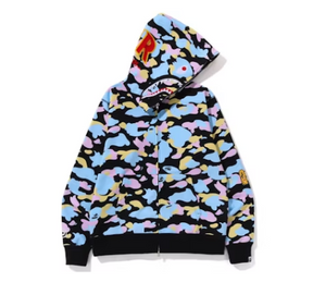 Sweat à capuche zippé BAPE New Multi Camo 2nd Shark Noir