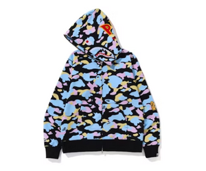 Sweat à capuche zippé BAPE New Multi Camo 2nd Shark Noir