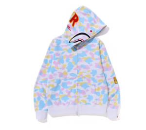 Sweat à capuche zippé BAPE New Multi Camo 2nd Shark blanc