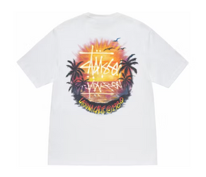 T-shirt Stussy Sunset Blanc