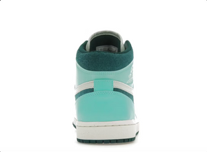 Jordan 1 Mid Chenille Turquoise blanchi