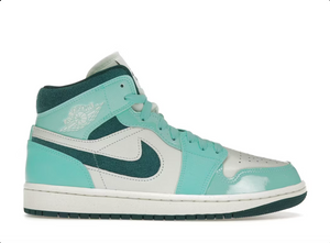 Jordan 1 Mid Chenille Turquoise blanchi