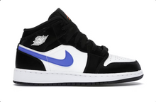 Charger l&#39;image dans la galerie, Jordan 1 Mid Noir Bleu Racer Blanc
