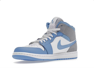 Jordan 1 Mid Bleu Université Gris