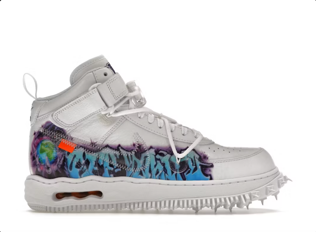 Nike Air Force 1 Mid Off-White Graffiti Blanc