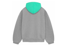 Charger l&#39;image dans la galerie, Sweat à capuche Fear of God Essentials tissu Fleece nylon avoine chinée foncée/vert menthe


