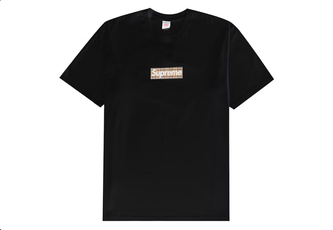 Supreme Burberry Box Logo Tee Black