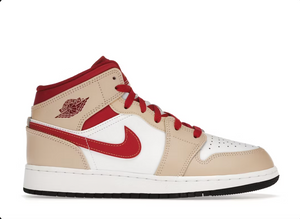 Jordan 1 Mid Curry clair cardinal