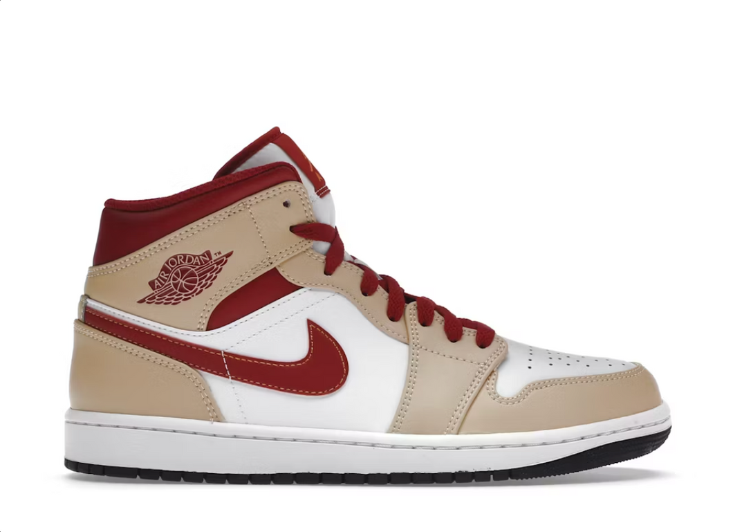 Jordan 1 Mid Curry clair cardinal