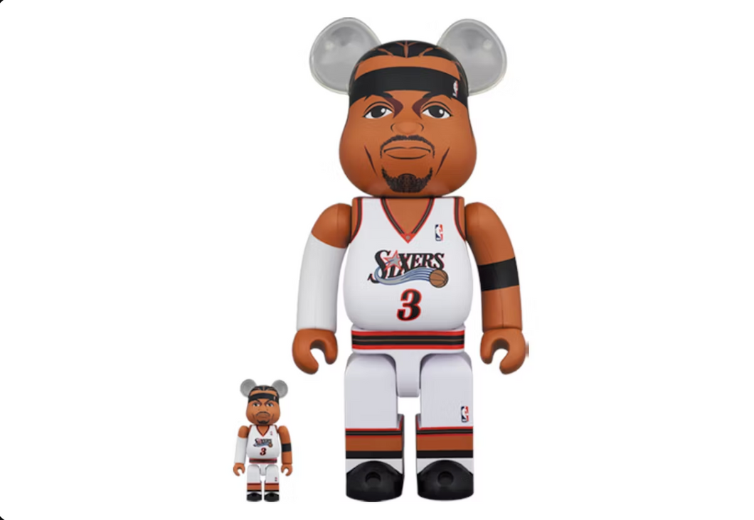 Ensemble Bearbrick Allen Iverson (Philadelphie 76ers) 100 % et 400 %