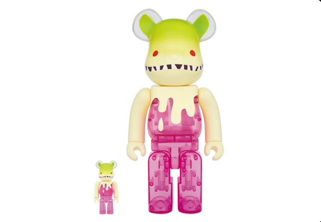 Ensemble Bearbrick Byron 100% et 400% Vert/Rose