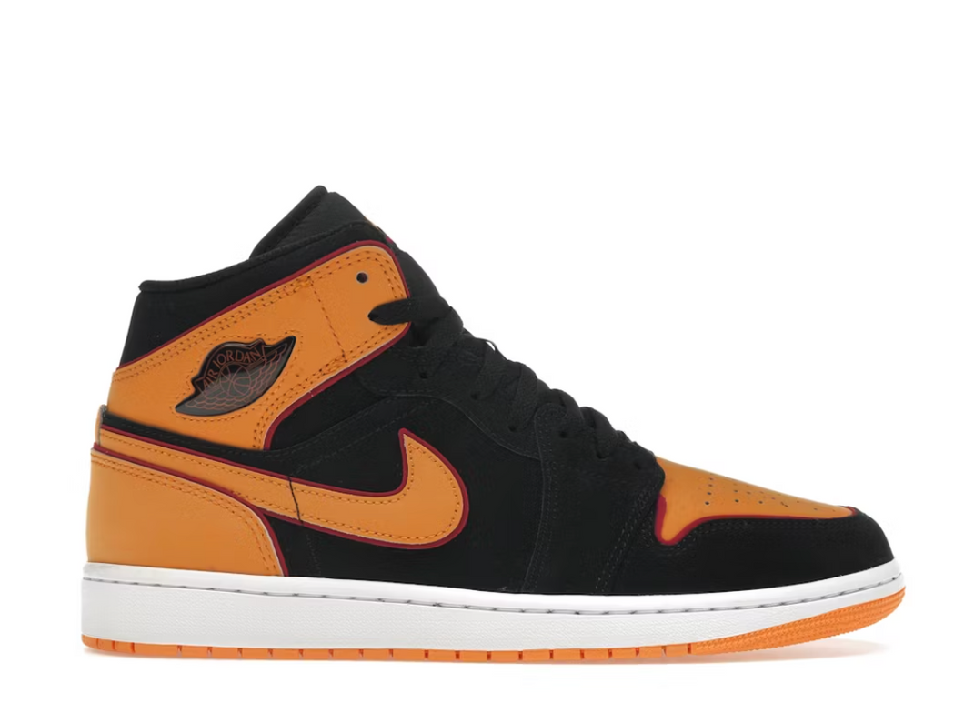 Jordan 1 Mid Fat Tongue Noir Orange