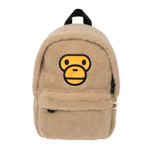 Sac à dos en fausse fourrure BAPE All Baby Milo Mini Beige PRÉCOMMANDE