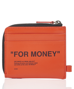 Portefeuille à chaîne OFF-WHITE avec citation en gras « FOR MONEY » Orange