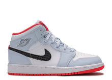 Load image into Gallery viewer, Jordan 1 Mid Half Blue Polka Dot Swoosh (GS) Multi Sizes
