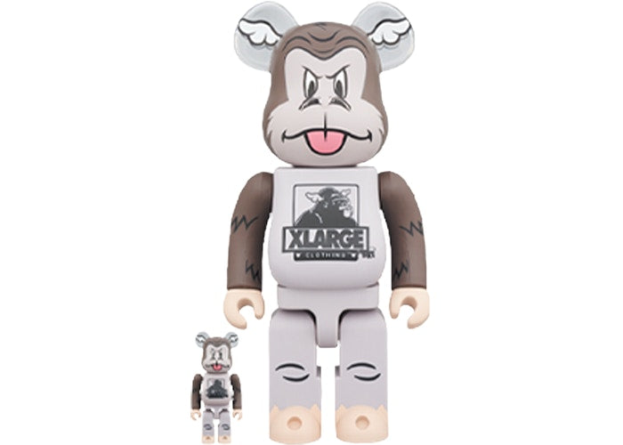 Ensemble Bearbrick XLARGE x D*Face 100 % et 400 % marron