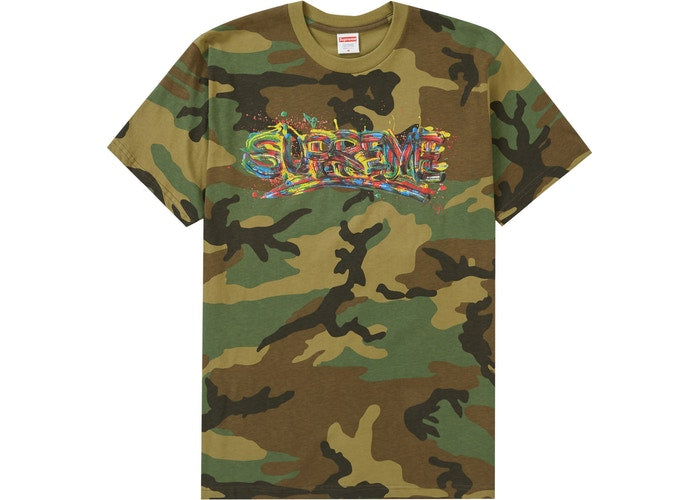 T-shirt Supreme Paint Logo Camo Woodland Taille M