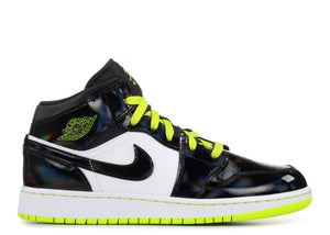 Jordan 1 Mid Black Cyber Mystic Green (GS) Size 4Y