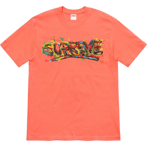 Supreme Paint Logo Tee Neon Orange Size M