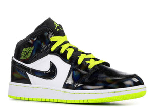 Jordan 1 Mid Noir Cyber ​​Mystic Green (GS) Taille 4Y