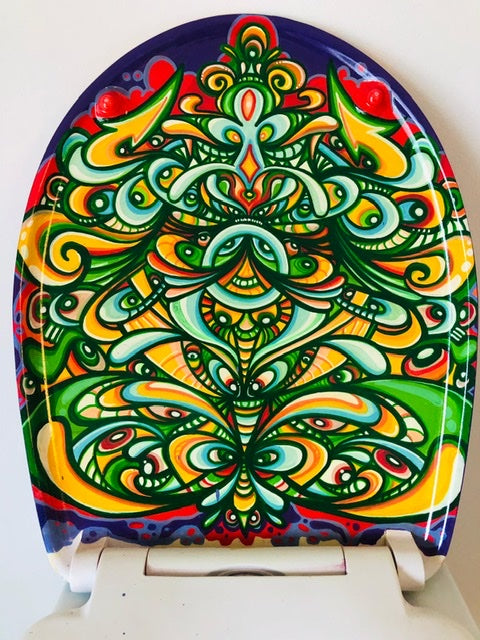 One of a Kind Toilet Seat Cover  painting by Gerard Gademan called FLUSHED 4