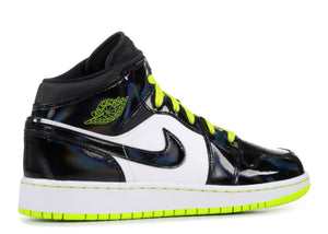 Jordan 1 Mid Black Cyber Mystic Green (GS) Size 4Y