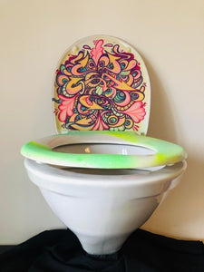 One of a Kind Toilet Seat Cover  painting by Gerard Gademan called FLUSHED 3