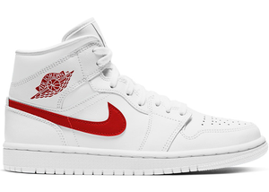 Jordan 1 Mid Blanc Rouge Université (Femme)