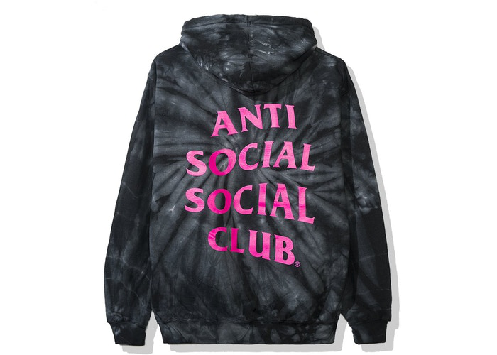 Sweat à capuche Laguna Anti Social Social Black Noir Tie Dye Taille XL