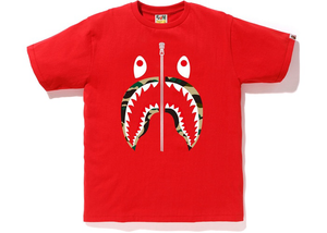 BAPE 1st Camo Shark Tee Red/Yellow Size M