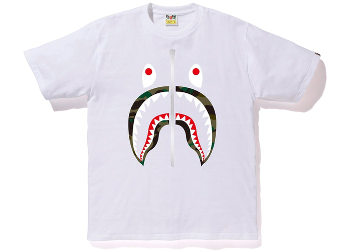 BAPE 1st Camo Shark Tee White/Green Size XL