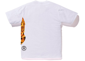 T-shirt BAPE Flame Side Big Ape Head White/Orange Taille S