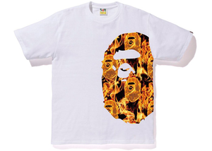 T-shirt BAPE Flame Side Big Ape Head White/Orange Taille S