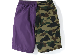 BAPE Half 1st Camo Shark Beach Shorts Purple/Green Size  L