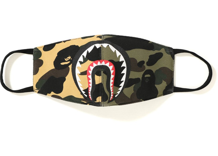 BAPE Half Camo Shark Mask Yellow/Green