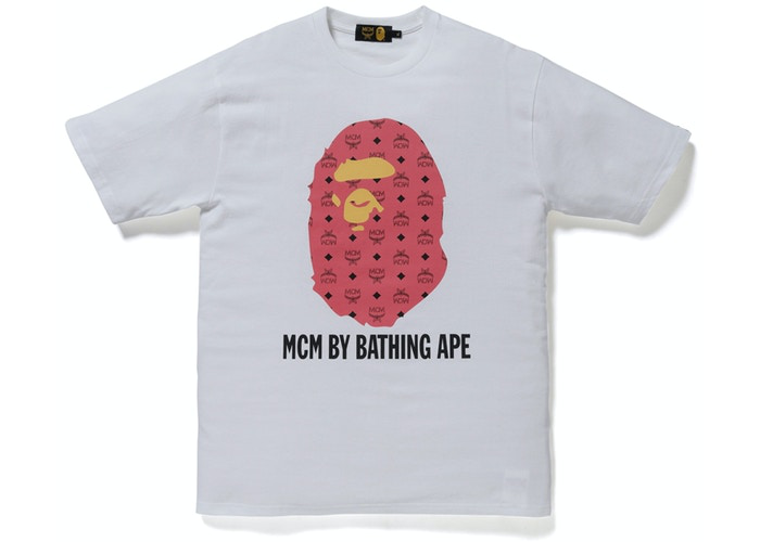 T-shirt BAPE x MCM By Bathing Blanc/Rose Taille S