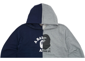 Sweat à capuche zippé BAPE College X By Bathing Ape bleu marine/gris taille S