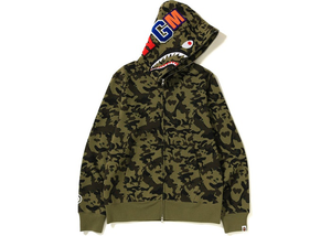 Sweat à capuche zippé BAPE Desert Camo Shark Vert Taille XL