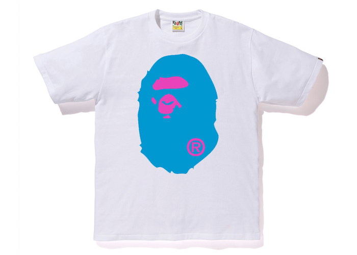 T-shirt BAPE Neon Big Ape Head White/Blue Taille M