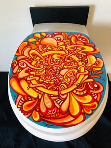 One of a Kind Toilet Seat Cover  painting by Gerard Gademan called FLUSHED 2