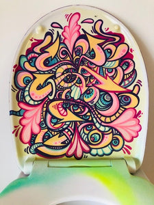 One of a Kind Toilet Seat Cover  painting by Gerard Gademan called FLUSHED 3