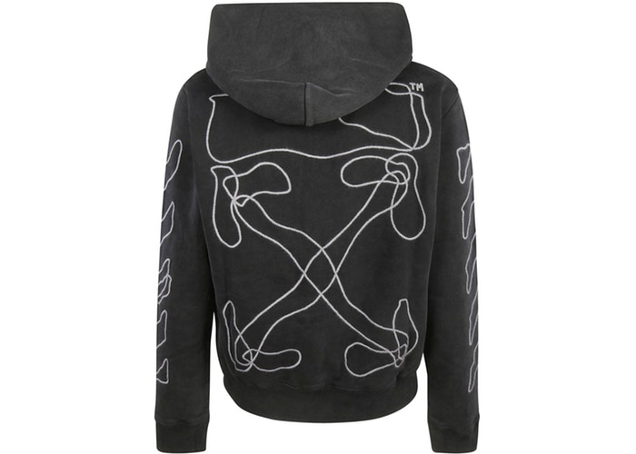 OFF-WHITE Embroidered Abstract Arrows Hoodie Black Size S