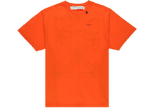 Charger l&#39;image dans la galerie, OFF-WHITE T-shirt oversize brodé avec flèches abstraites Orange/Noir Taille M / L / XL
