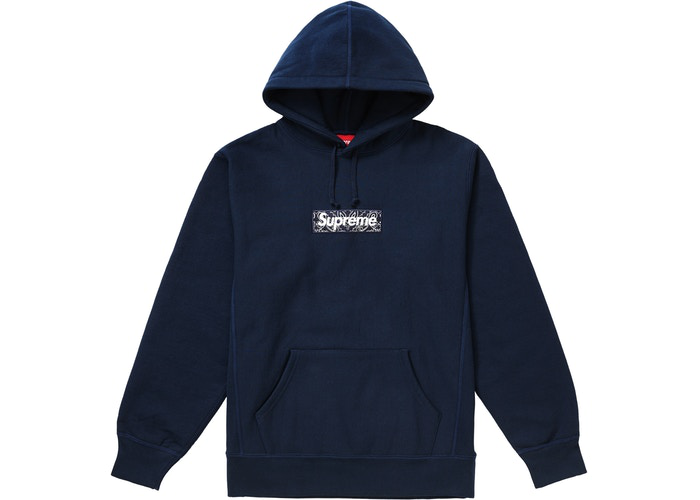 Sweat à capuche Supreme Bandana Box Logo Bleu marine Taille M 