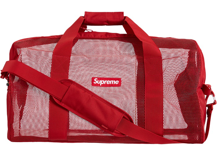 Supreme Big Duffle Bag Blue Chocolate Chip Red