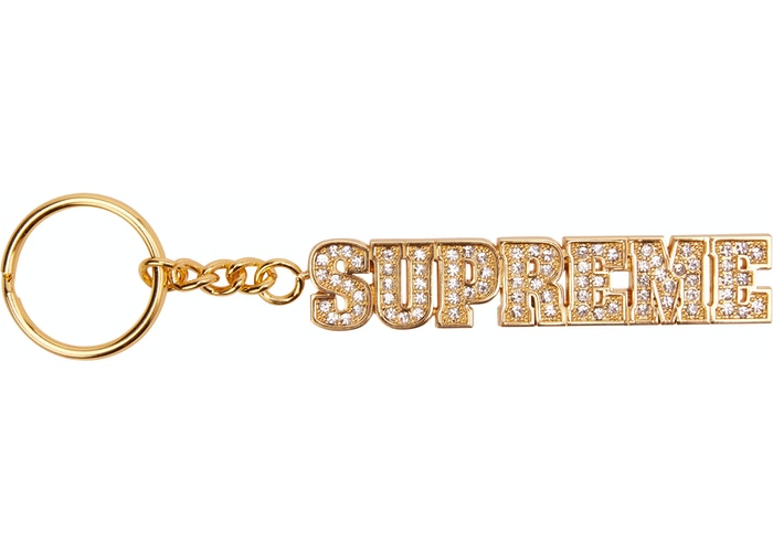 Porte-clés Supreme Block Logo Doré