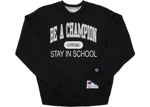 Sweat à capuche Supreme Champion Stay In School noir taille L