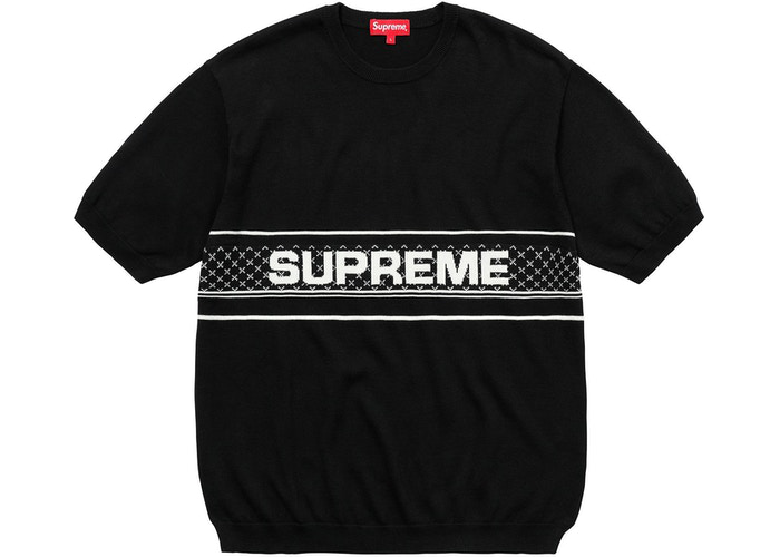 Supreme Chest Logo S/S Knit Top Black Size L